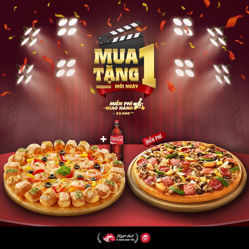 PIZZA HUT ƯU ĐÃI MUA 1 TẶNG 1 VÀ MIỄN PHÍ GIAO HÀNG - GIGAMALL